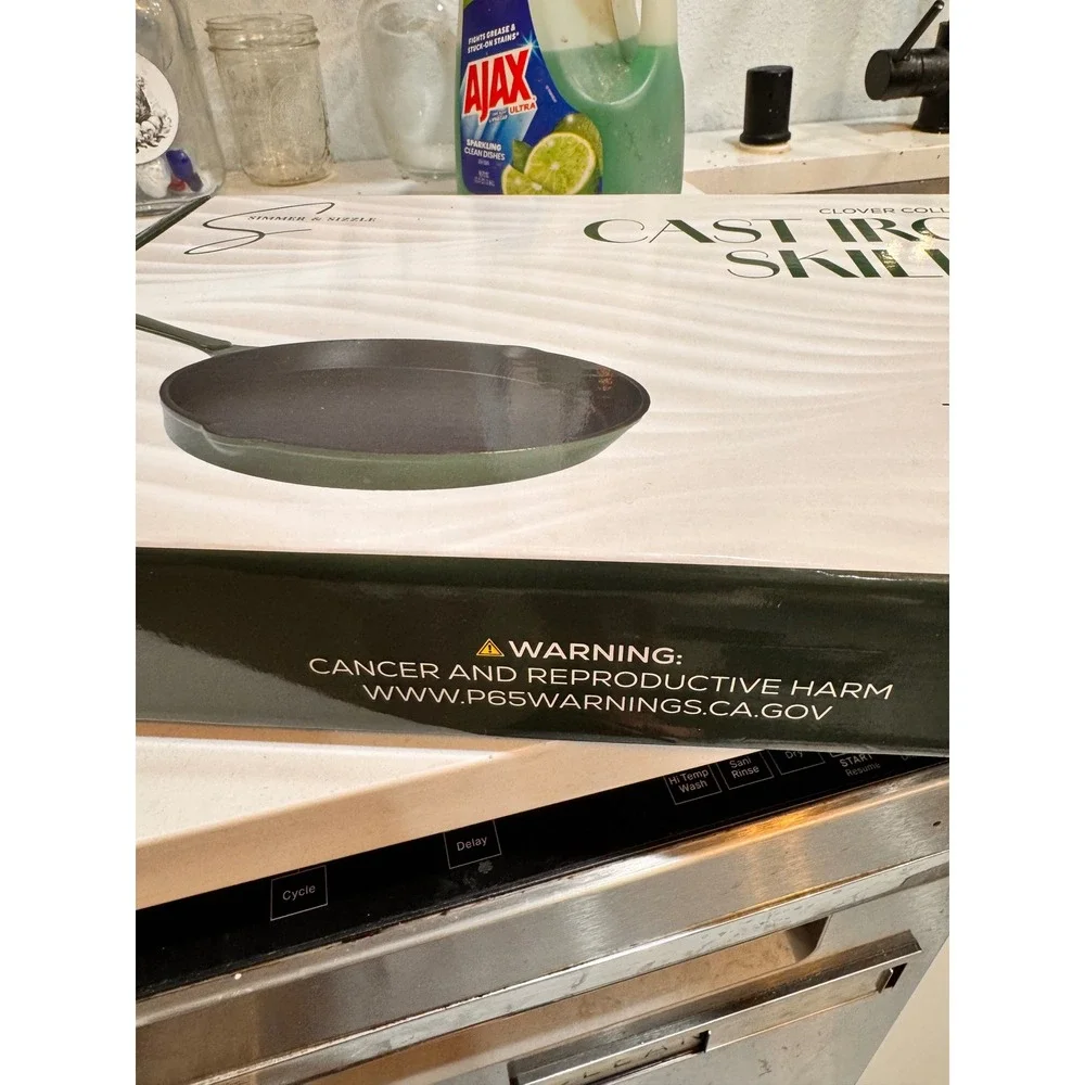 NeClover Collection Cast Iron Skillet 10 inch Enamel Coating Oven Stove Top Safe